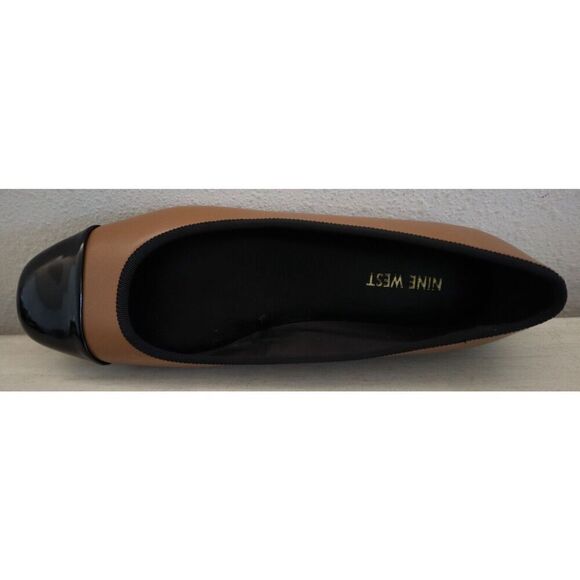 Nine West Women Sz 10M Pecan Brown/Black Teland Slip-On Cap Toe Ballet Flats - Picture 9 of 11